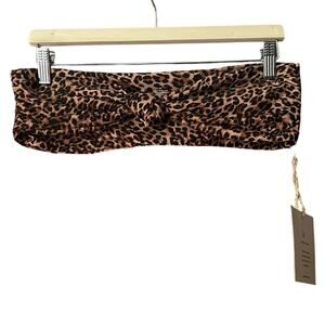 NWT Free People Stone Fox Swim Lele Strapless Bikini Top Cheetah Print Sahara XL